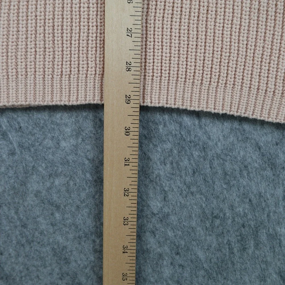 Halston Sweater Women Large‎ Pink Mock Neck Ribbed Knit Long Sleeve Cotton Blend